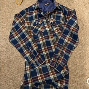 80s Vintage Navy and Brown Plaid Men's Shirt